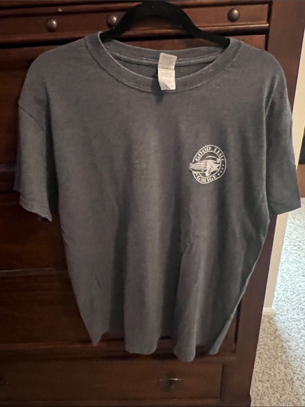 Gildan Charcoal Short Sleeve Crewneck Tee with Left Chest Logo